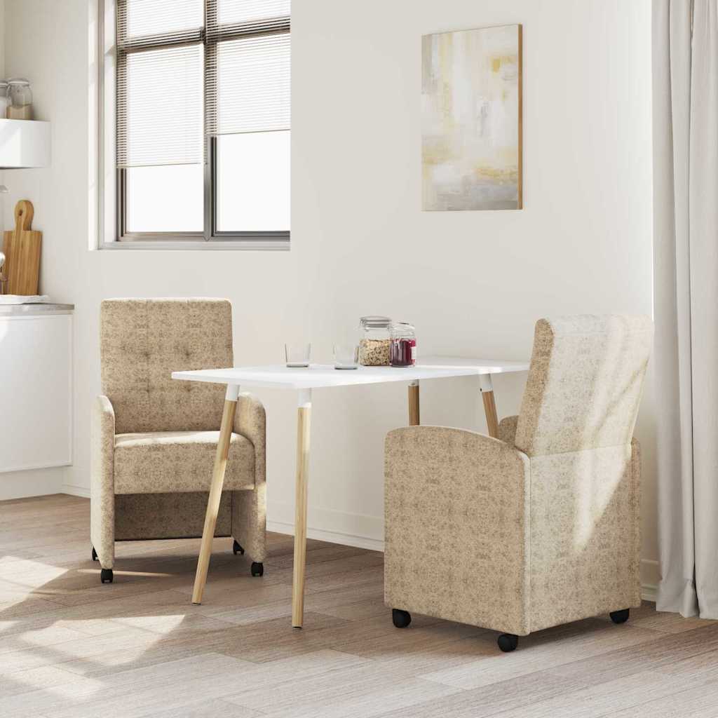 Spisebordsstole med hjul med hjul 2 pcs Lysegrå 57 x 67 x 98 cm