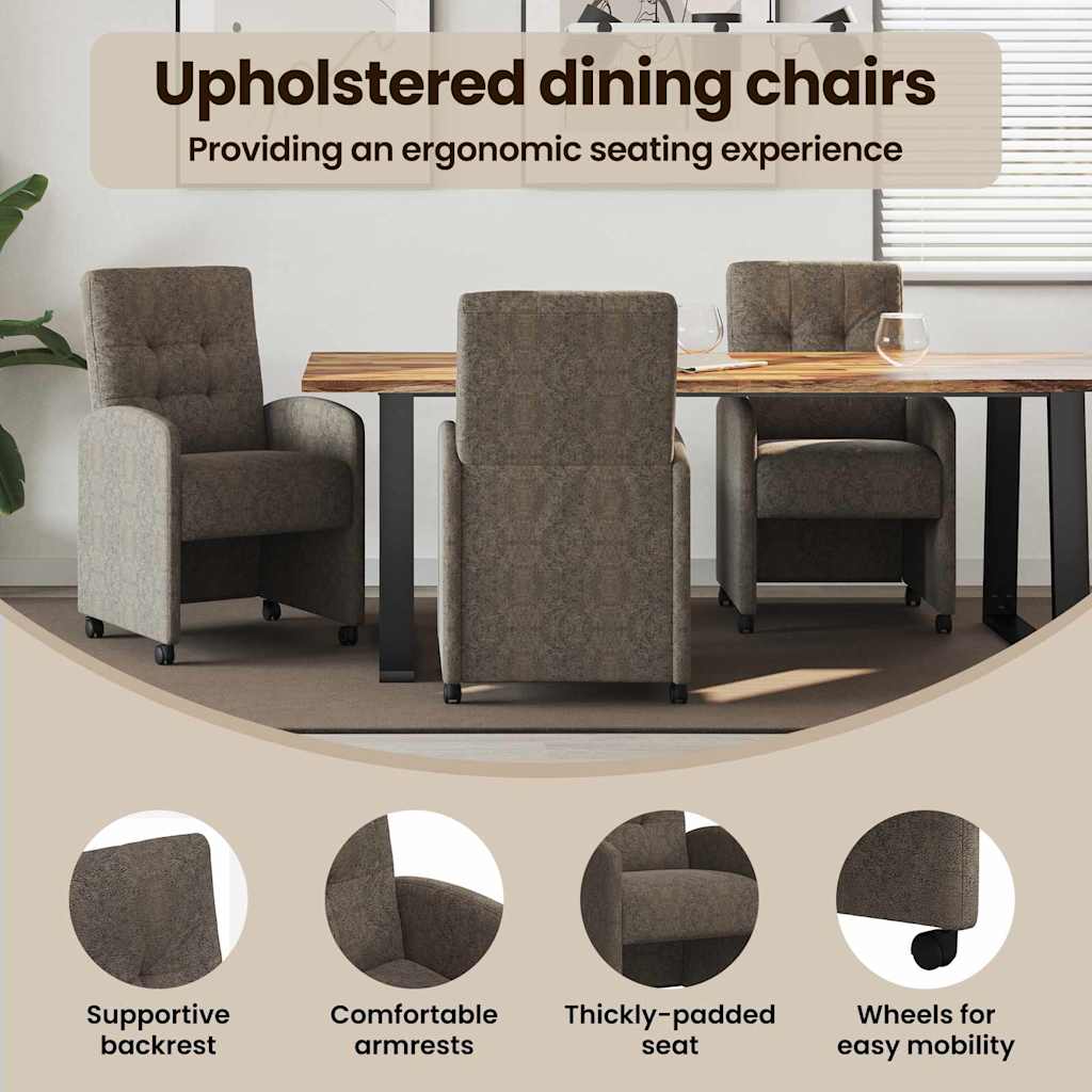 Spisebordsstole med hjul 2 pcs Mørkegrå 58 x 67 x 97 cm