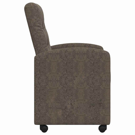 Spisebordsstole med hjul 2 stk. Faux suede læder Mørkegrå