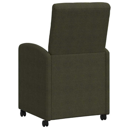 Spisebordsstole med hjul 2 stk. Faux suede læder Army grøn