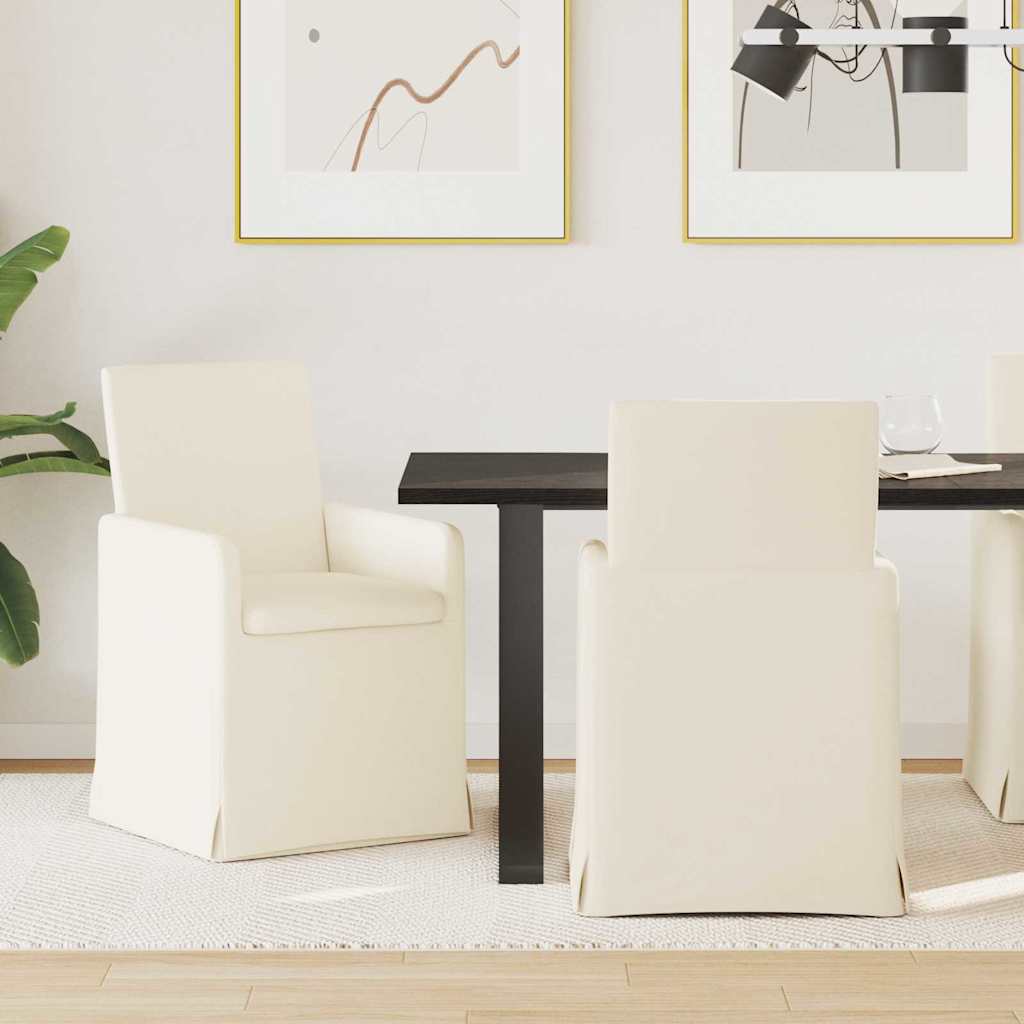 Spisestole med hjul 2 pcs Beige 57 x 67 x 95 cm Linned