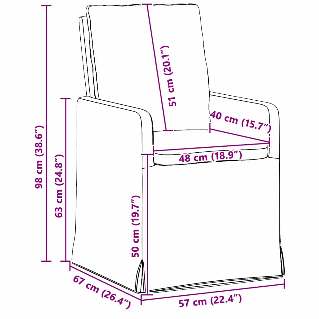 Spisestole 2 pcs Sort 57 x 67 x 98 cm Stof