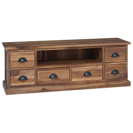 TV-bord med skuffe Naturfarvet 110 x 30 x 40 cm Massiv Teaktræ
