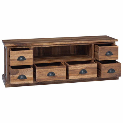 TV-bord med skuffe Naturfarvet 110 x 30 x 40 cm Massiv Teaktræ