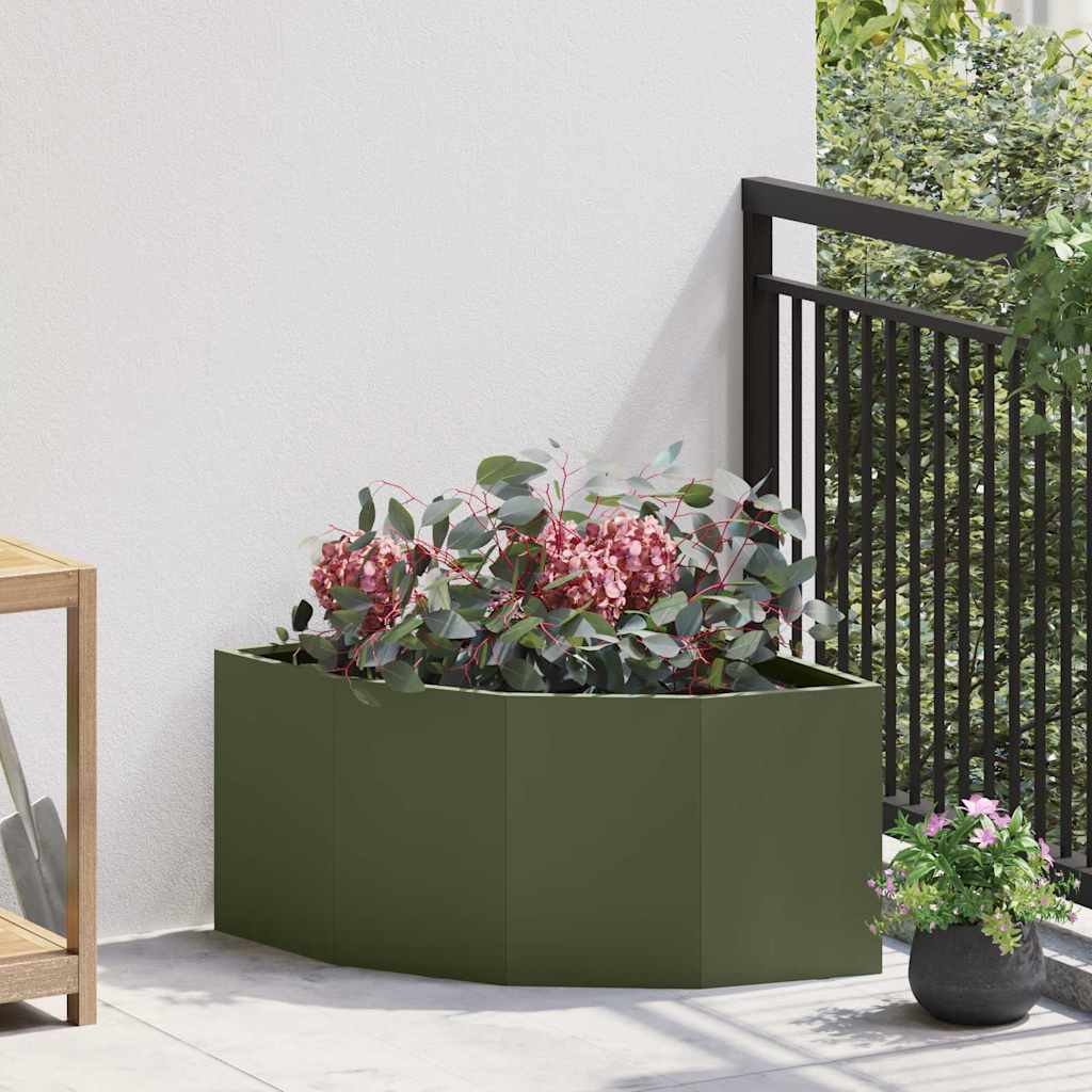 Hjørne Plantekasse Olivengrøn 60 x 60 x 35 cm Stål