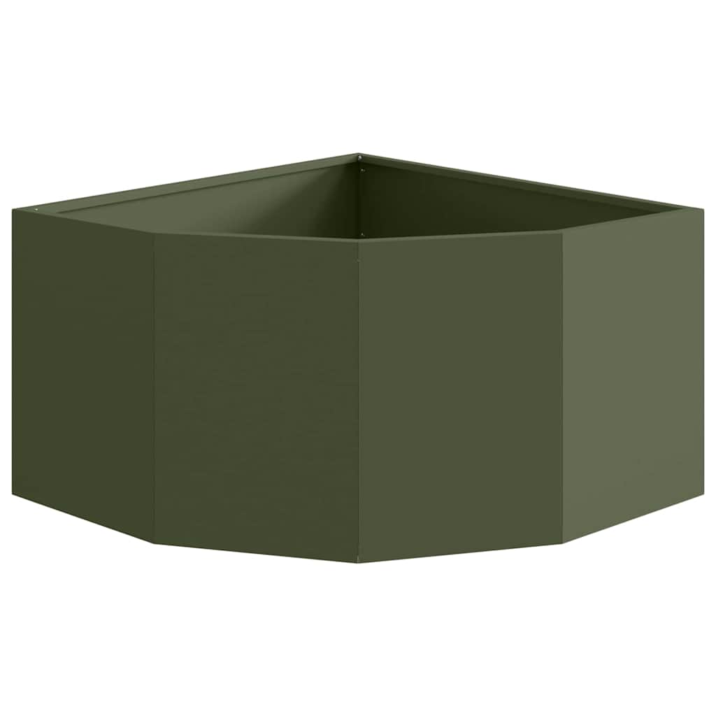 Hjørne Plantekasse Olivengrøn 60 x 60 x 35 cm Stål