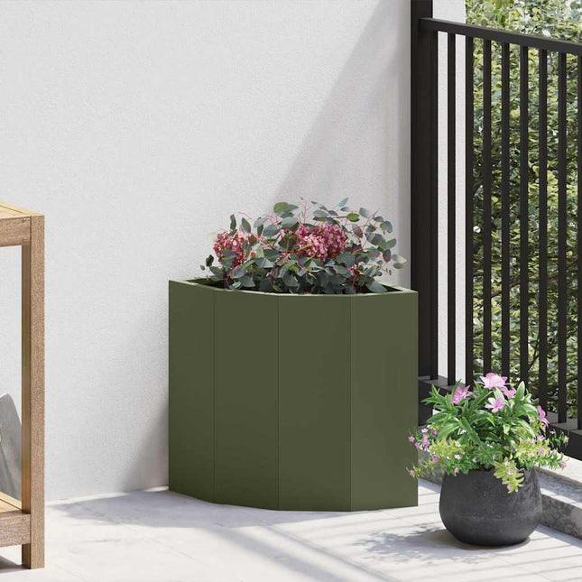 Hjørne Plantekasse Olivengrøn 30 x 30 x 35 cm Stål