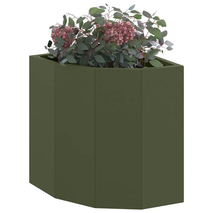 Hjørne Plantekasse Olivengrøn 30 x 30 x 35 cm Stål