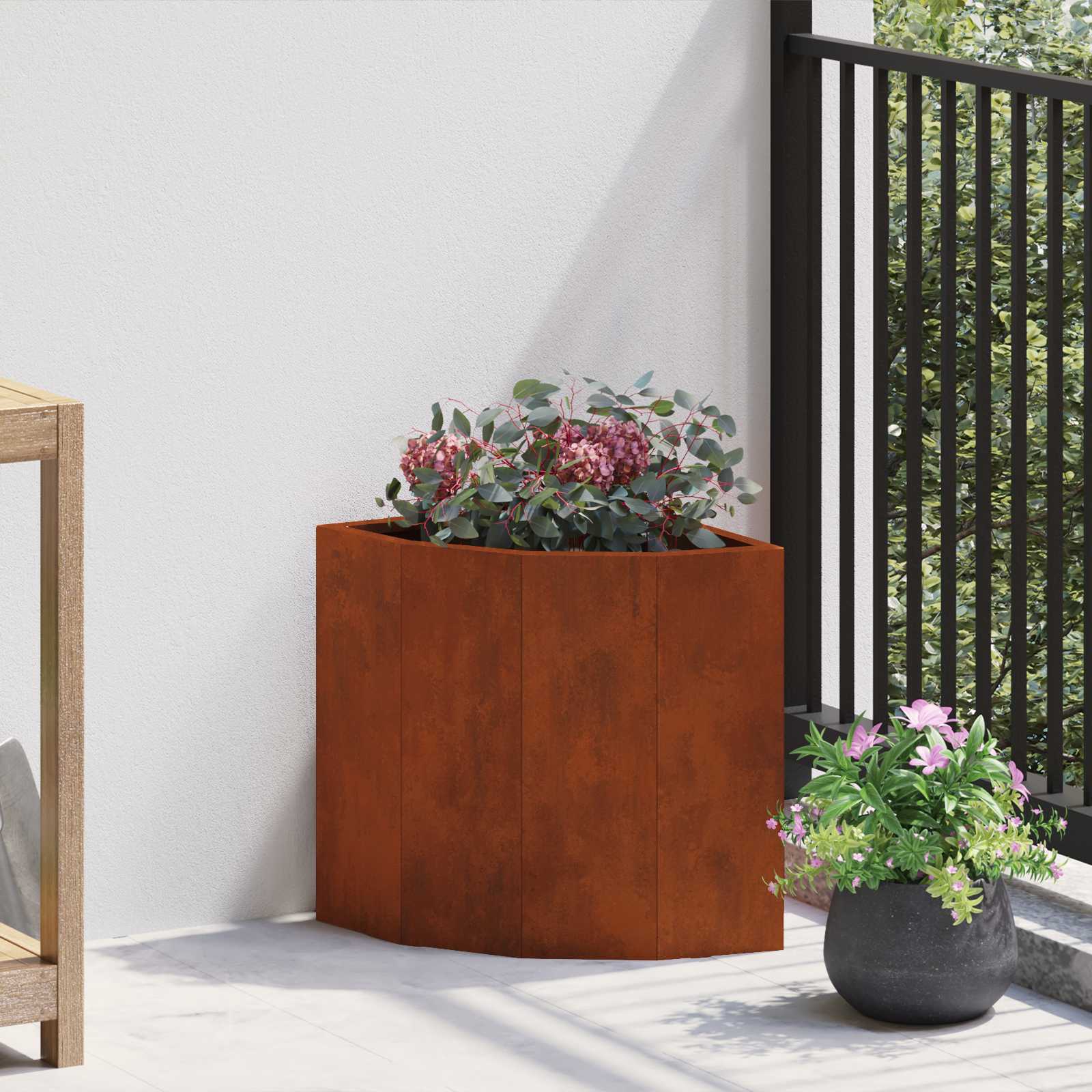 Hjørne Plantekasse Rusten 30 x 30 x 35 cm Forvitret stål