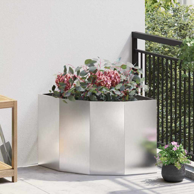 Hjørne Plantekasse Sølv 60 x 60 x 50 cm Rustfrit stål