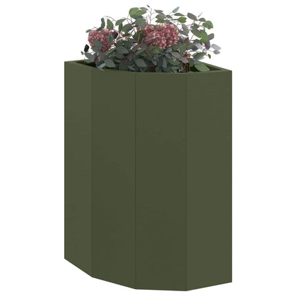 Hjørne Plantekasse Olivengrøn 30 x 30 x 50 cm Stål
