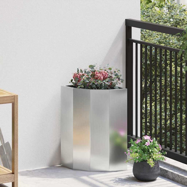 Hjørne Plantekasse Sølv 30 x 30 x 50 cm Galvaniseret stål