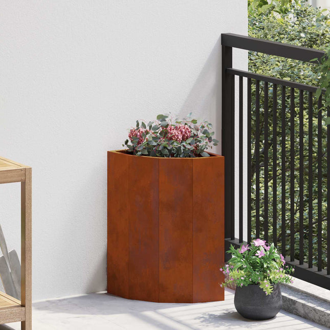 Hjørne Plantekasse Rusten 30 x 30 x 50 cm Forvitret stål