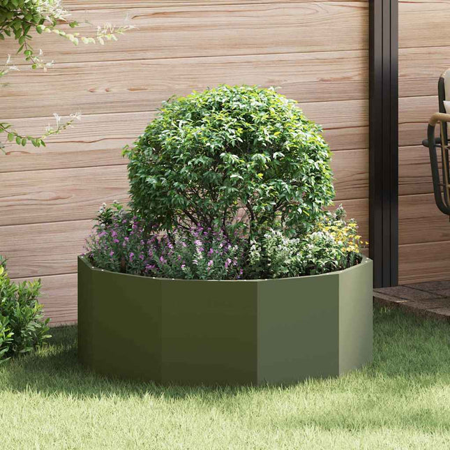 Plantekasse Oliven grøn 90 x 90 x 35 cm Stål