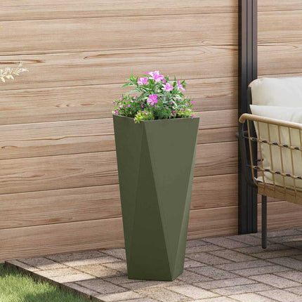 Plantekasse 2 stk. Oliven grøn 30 x 30 x 75 cm Stål