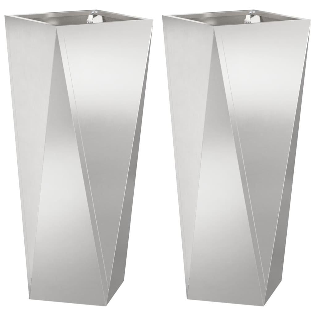 Plantekasse 2 pcs Sølv 30 x 30 x 75 cm Rustfrit stål