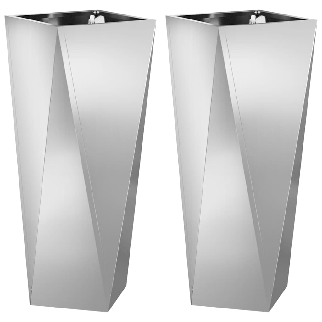 Plantekasse 2 pcs Sølv 30 x 30 x 75 cm Galvaniseret stål