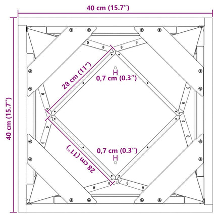 Plantekasse Sort 40 x 40 x 75 cm Stål