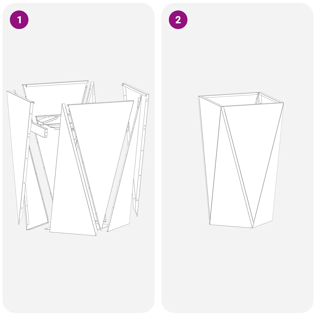 Plantekasse 2 pcs Sort 40 x 40 x 75 cm Stål