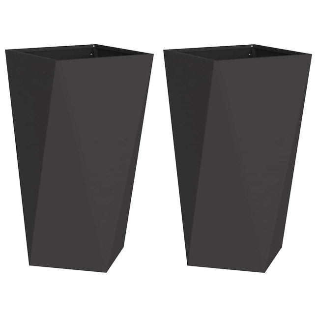 Plantekasse 2 stk. Sort 40 x 40 x 75 cm Stål