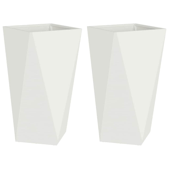 Plantekasse 2 stk. Hvid 40 x 40 x 75 cm Stål