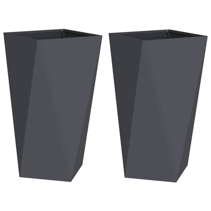 Plantekasse 2 pcs Antracit 40 x 40 x 75 cm Stål