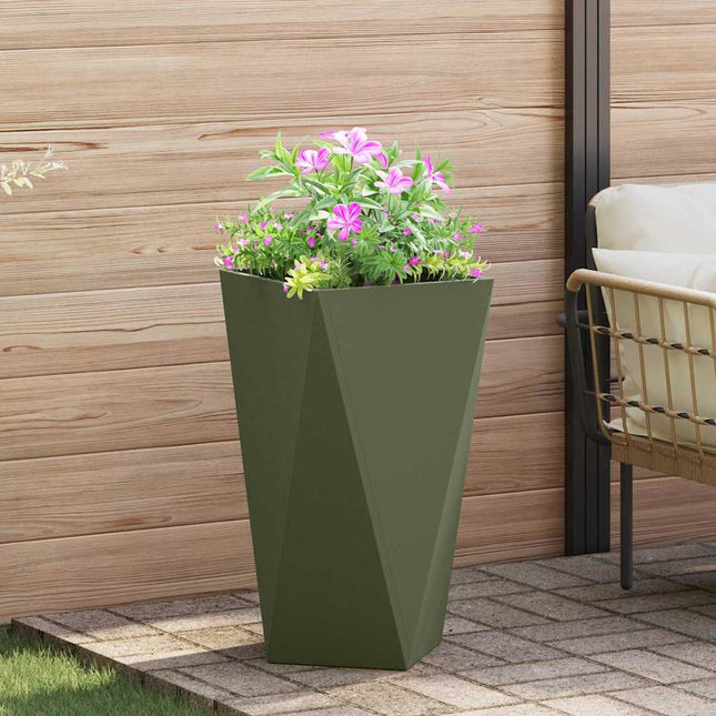 Plantekasse Oliven grøn 40 x 40 x 75 cm Stål