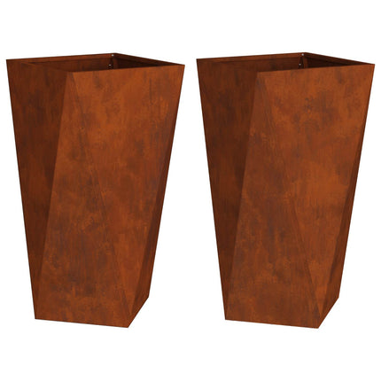 Plantekasse 2 stk. Rusten 40 x 40 x 75 cm Cortenstål