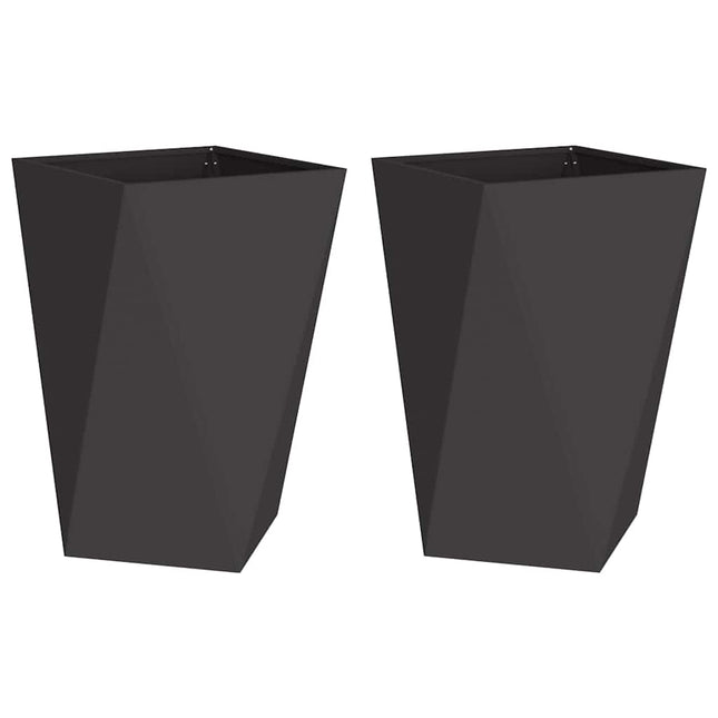 Plantekasse 2 stk. Sort 50 x 50 x 75 cm Stål