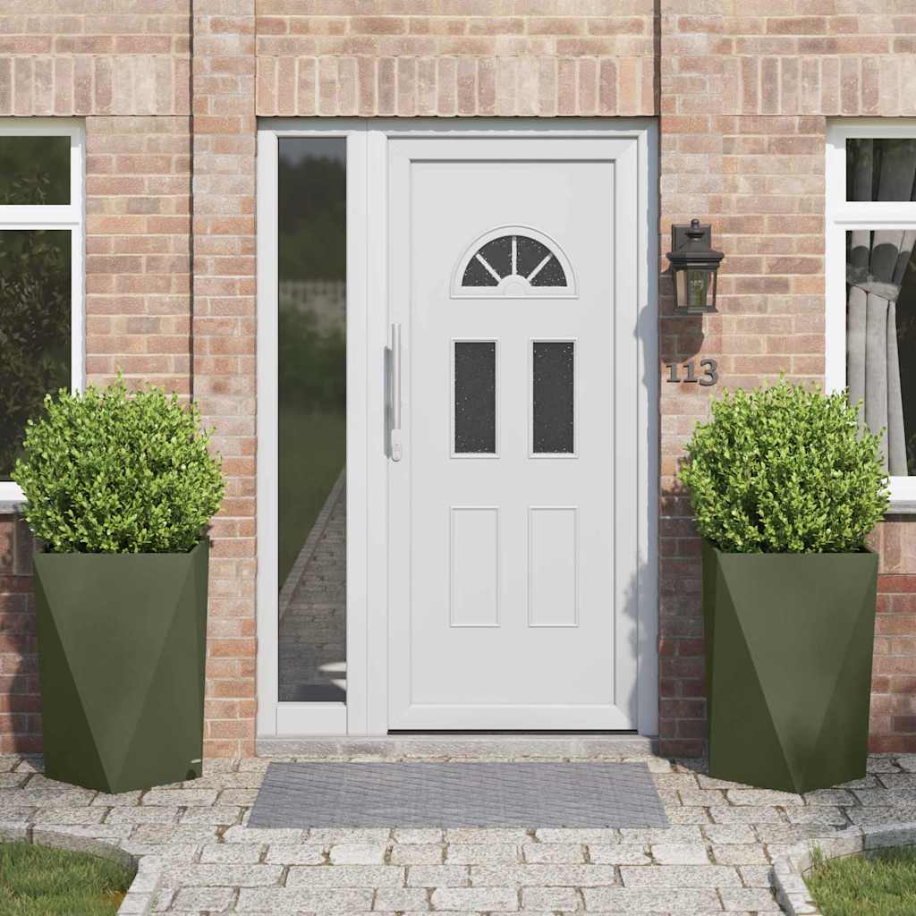 Plantekasse 2 pcs Oliven grøn 50 x 50 x 75 cm Stål