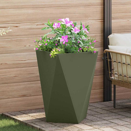 Plantekasse 2 stk. Oliven grøn 50 x 50 x 75 cm Stål