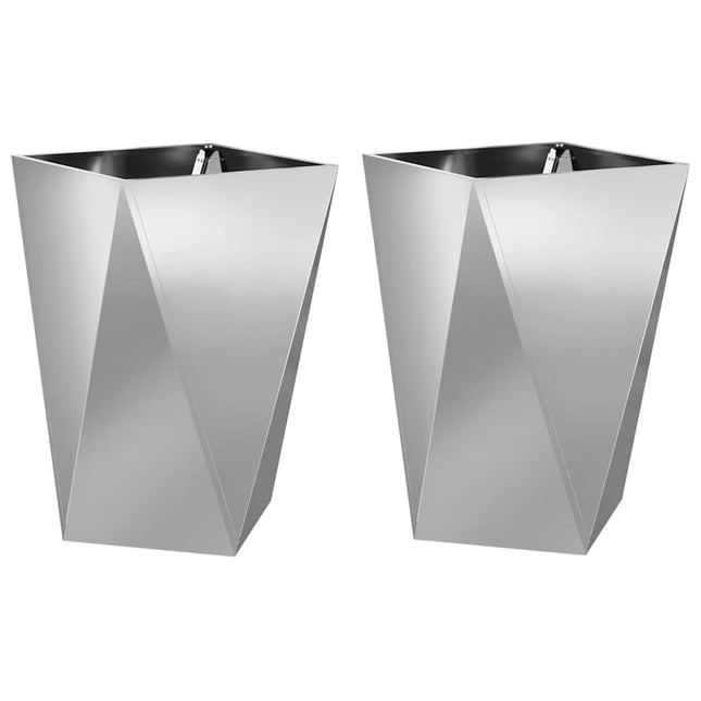 Plantekasse 2 stk. Sølv 50 x 50 x 75 cm Galvaniseret stål
