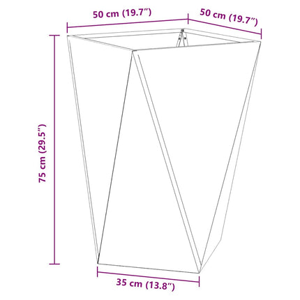 Plantekasse 2 stk. Sølv 50 x 50 x 75 cm Galvaniseret stål