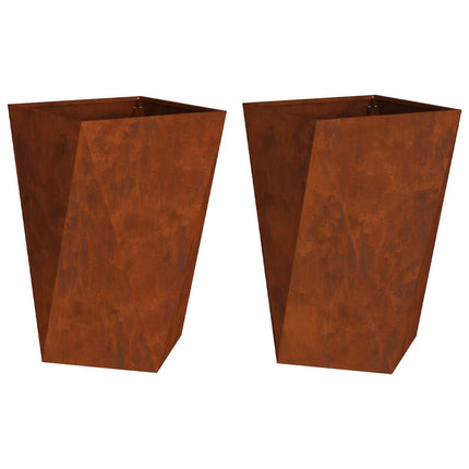 Plantekasse 2 stk. Rusten 50 x 50 x 75 cm Cortenstål