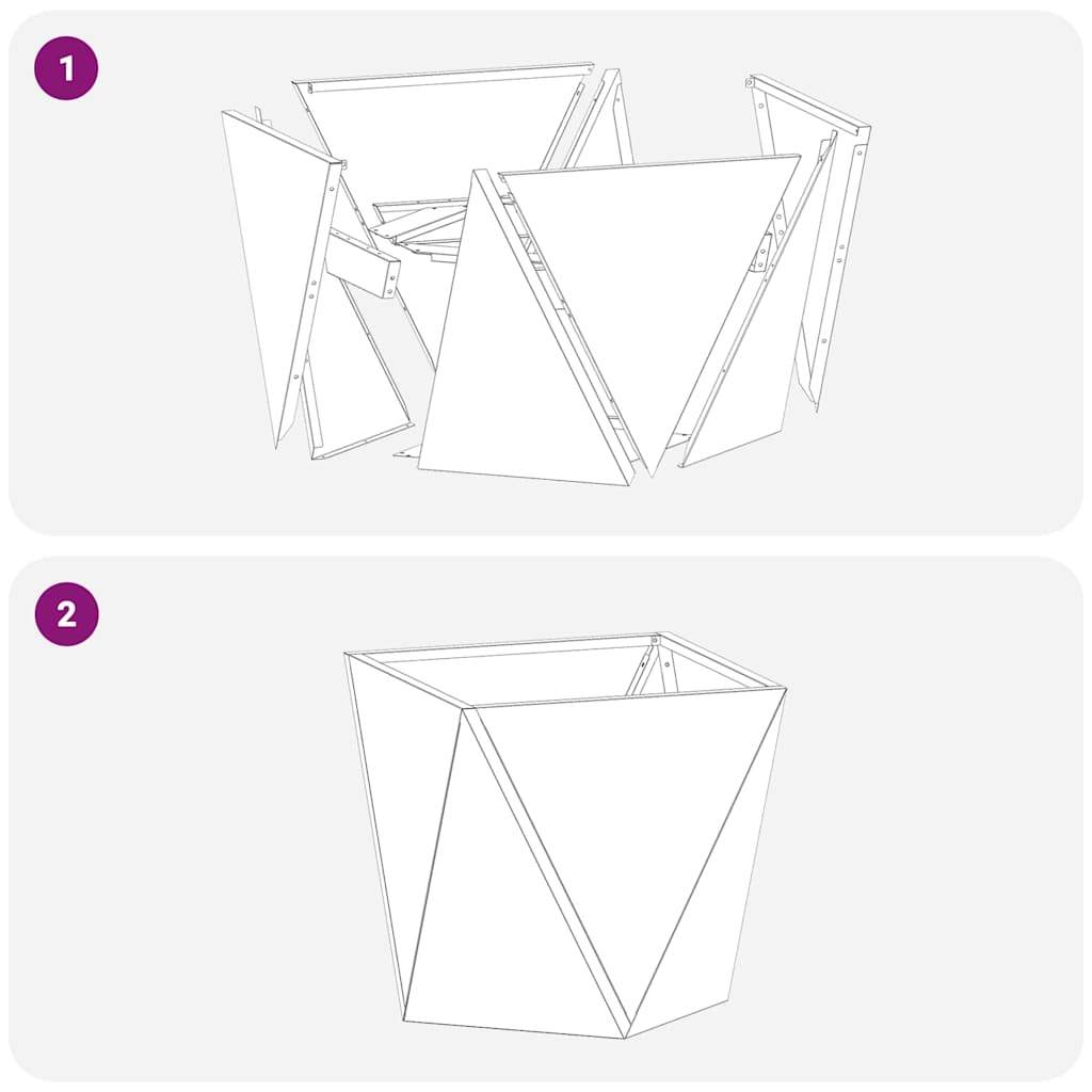 Plantekasse 2 pcs Sort 30 x 30 x 30 cm Stål