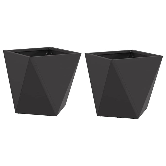 Plantekasse 2 stk. Sort 30 x 30 x 30 cm Stål