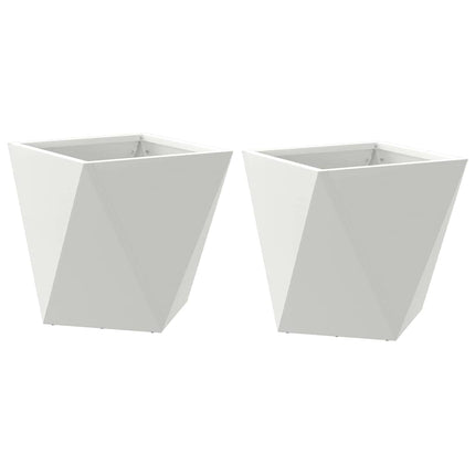 Plantekasse 2 pcs Hvid 30 x 30 x 30 cm Stål