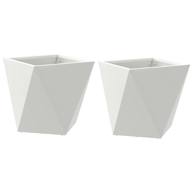 Plantekasse 2 stk. Hvid 30 x 30 x 30 cm Stål