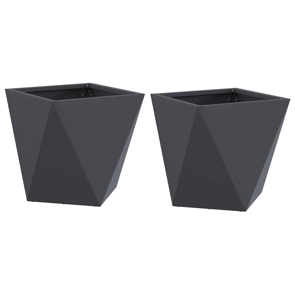Plantekasse 2 pcs Antracit 30 x 30 x 30 cm Stål