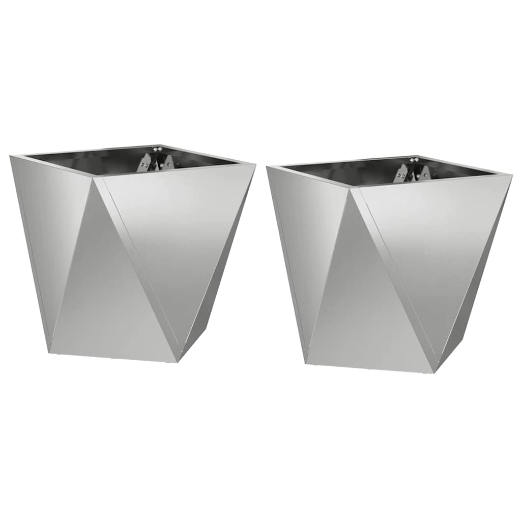 Plantekasse 2 pcs Sølv 30 x 30 x 30 cm Galvaniseret stål