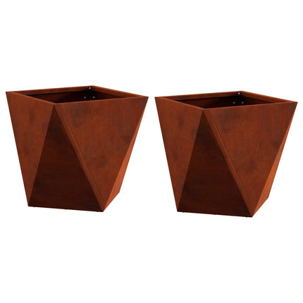 Plantekasse 2 stk. Rusten 30 x 30 x 30 cm Cortenstål