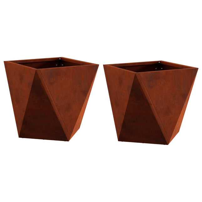 Plantekasse 2 stk. Rusten 30 x 30 x 30 cm Cortenstål