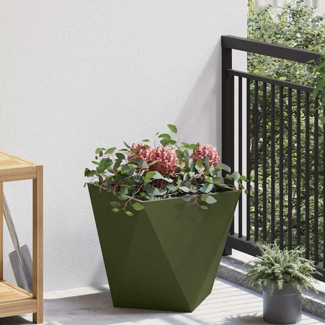 Plantekasse Oliven grøn 40 x 40 x 40 cm Stål