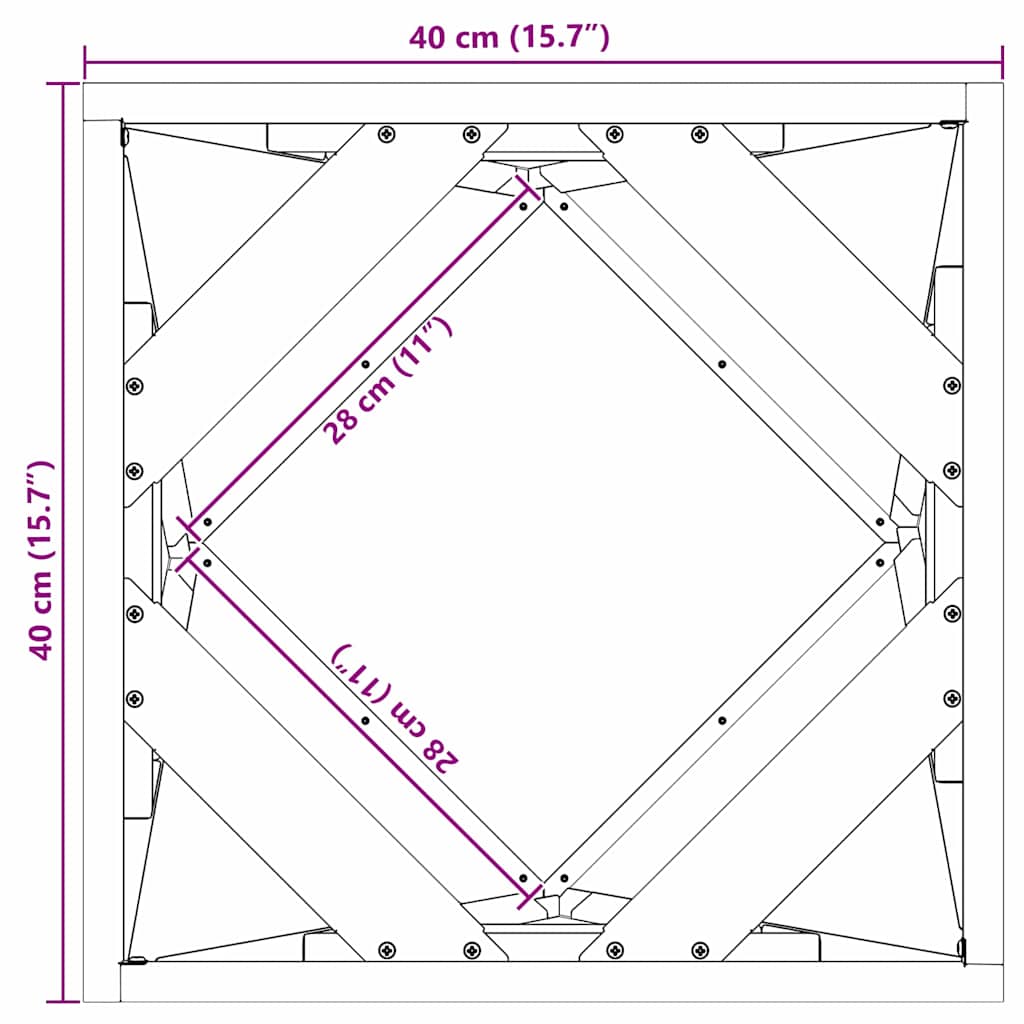 Plantekasse Sølv 40 x 40 x 40 cm Rustfrit stål