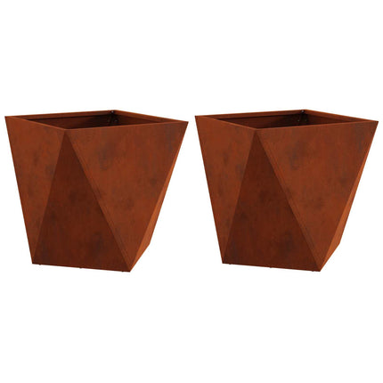 Plantekasse 2 stk. Rusten 40 x 40 x 40 cm Cortenstål