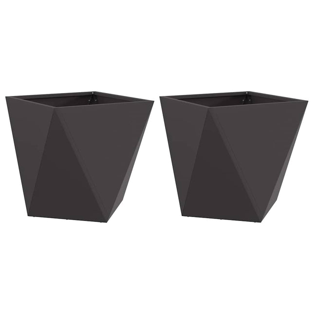 Plantekasse 2 stk. Sort 50 x 50 x 50 cm Stål