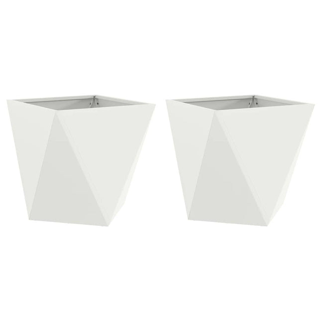 Plantekasse 2 stk. Hvid 50 x 50 x 50 cm Stål