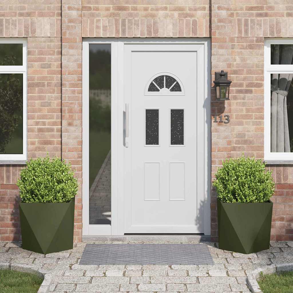 Plantekasse 2 pcs Oliven grøn 50 x 50 x 50 cm Stål