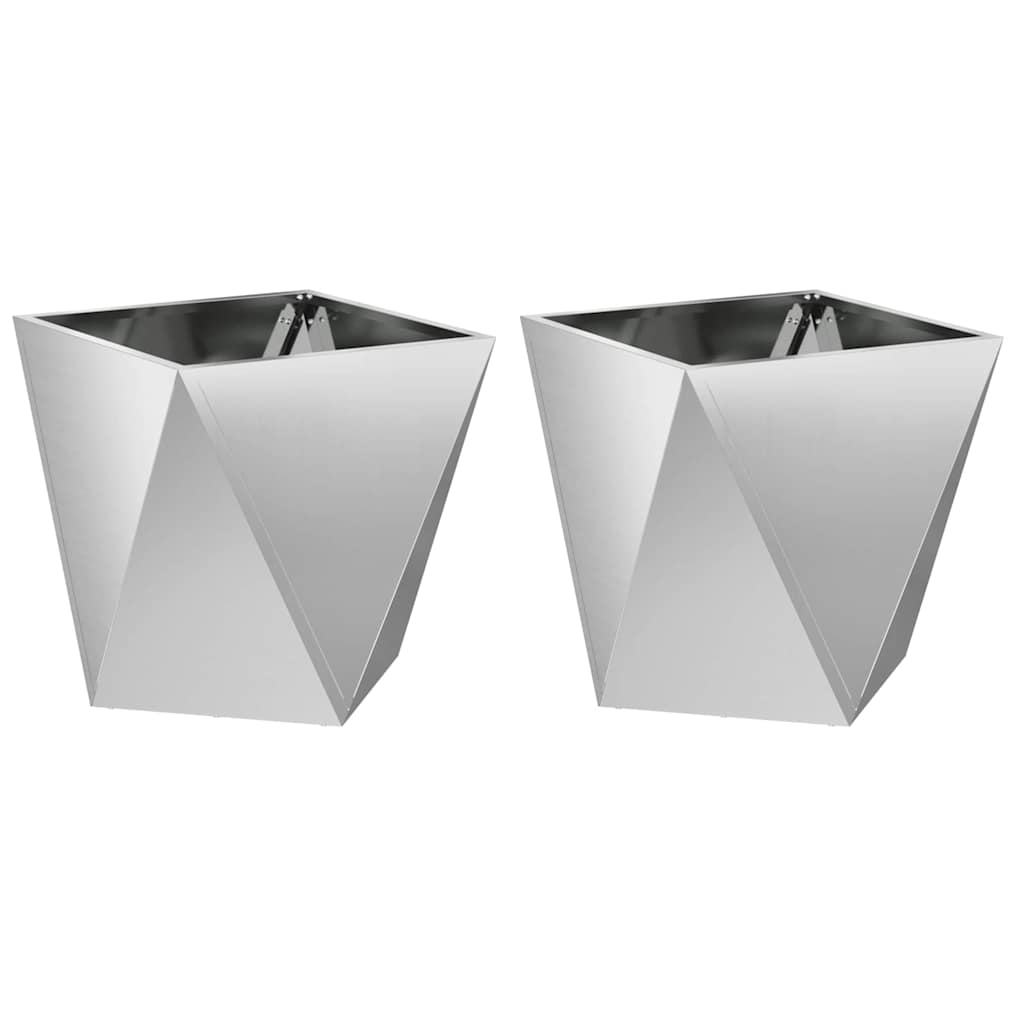 Plantekasse 2 pcs Sølv 50 x 50 x 50 cm Galvaniseret stål