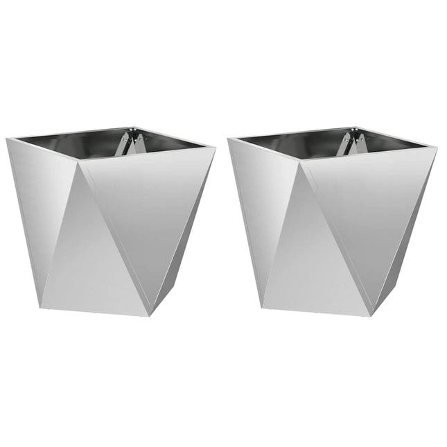 Plantekasse 2 stk. Sølv 50 x 50 x 50 cm Galvaniseret stål